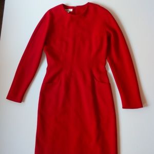 Ann Taylor Knee Length Red Long Sleeve Dress Sz 4